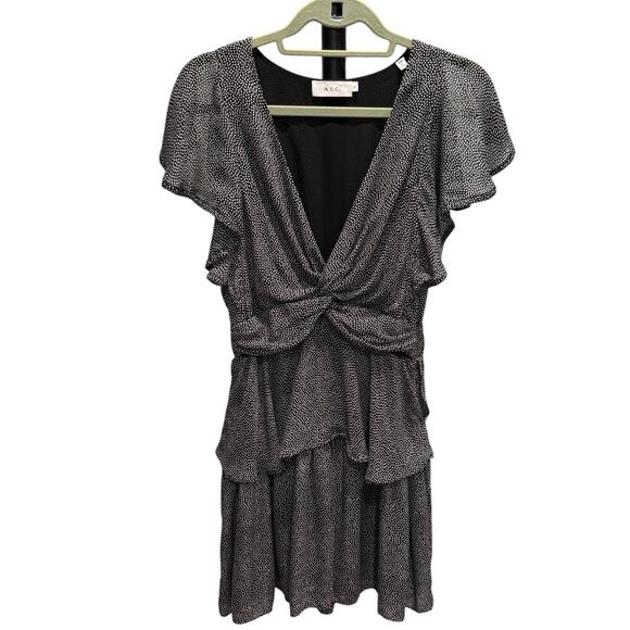 A.L.C. Viera Twist Front Silk Mini Dress Size 6 Black and White Patterned - Picture 1 of 4